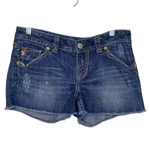 VTG Y2K Mek Denim Distressed Embroidered Jean Shorts